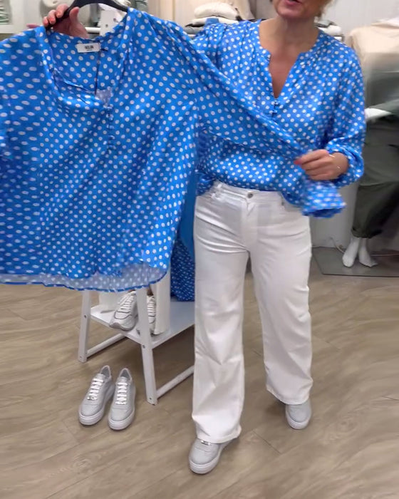 Bluse Langærmet Ståkrave Trykt