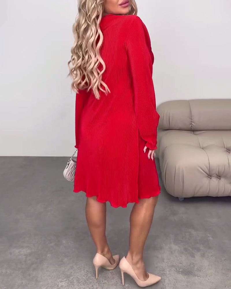 Kjole afslappet ensfarvet knælang