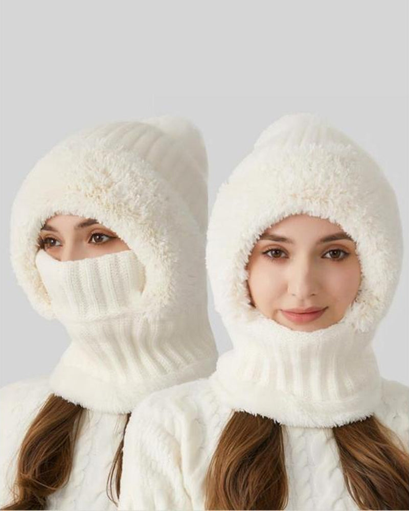 Women's Solid Color Pom Pom Decor Beanie Hat