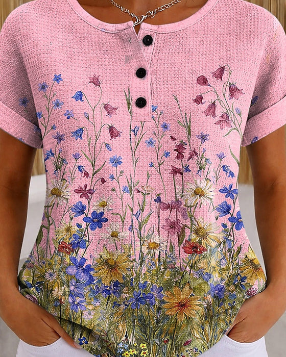 Top Henley Vildblomst Daisy Vaffel