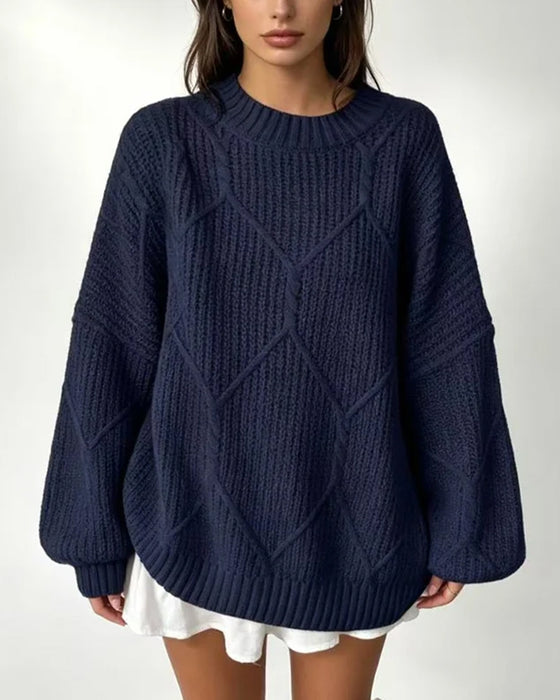 Pullover Ensfarvet Langærmet