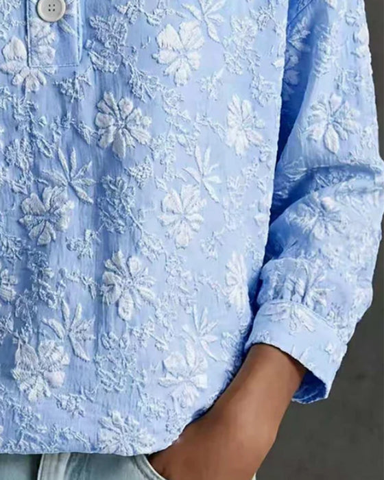 Bluse Mock Hals Knap Mode