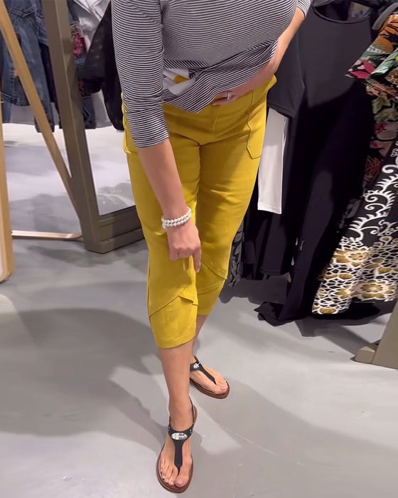 Bukser Afslappede Tilspidsede Bomuld Og Hør Korte