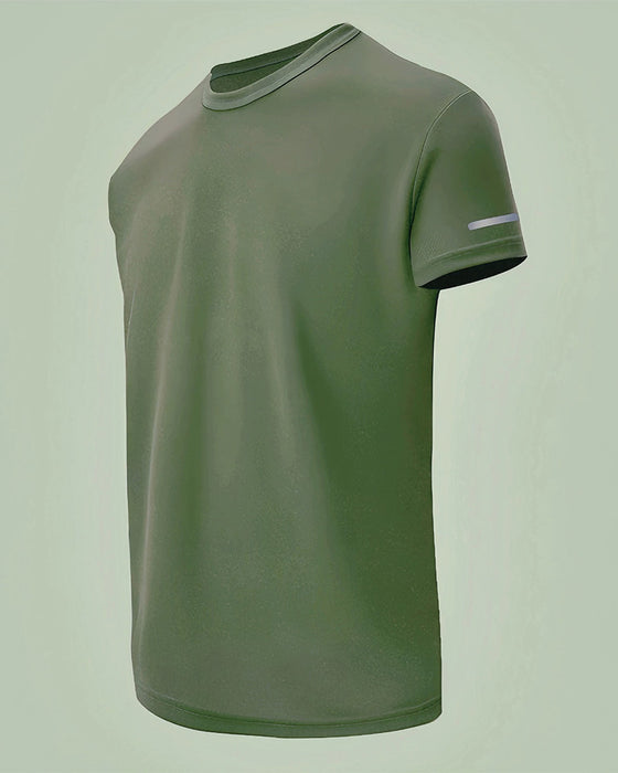 Herre T-Shirt Ensfarvet Korte Ærmer Atletisk