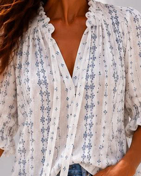 Bluse Lille Blomstret Ruffle