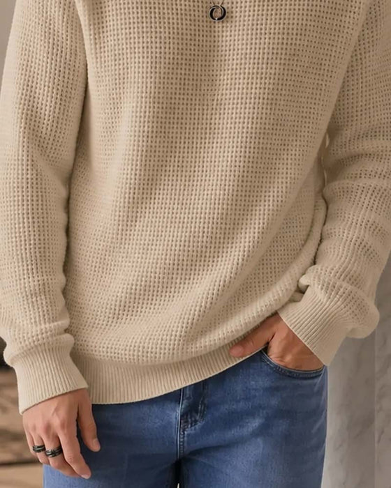 Pullover Herre Stilfuld Afslappet Strikket