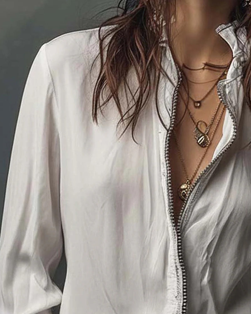 Bluse Stålskaftet Krave Klokkeærme