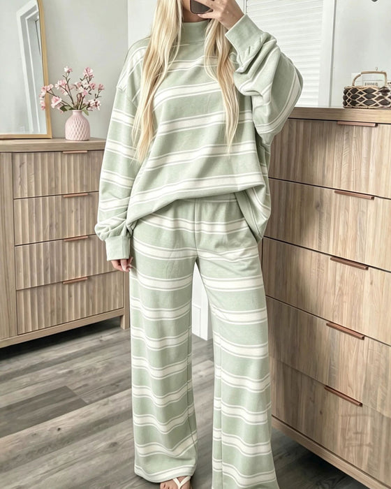 Sæt Stribet Dame Casual