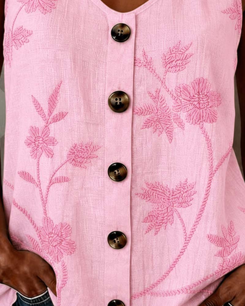 Tank Top Blomstret Kamisol Metal Ring