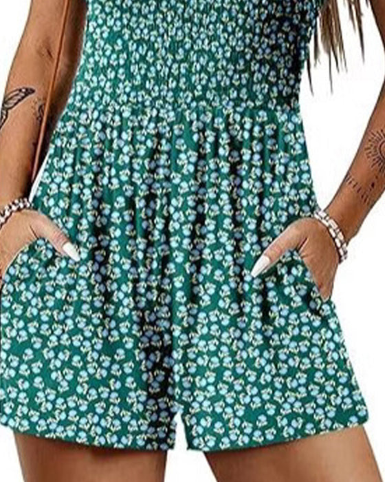 Jumpsuit blomstret afslappet stropshorts