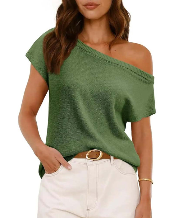 Pullover Off-Shoulder Kort Ærme