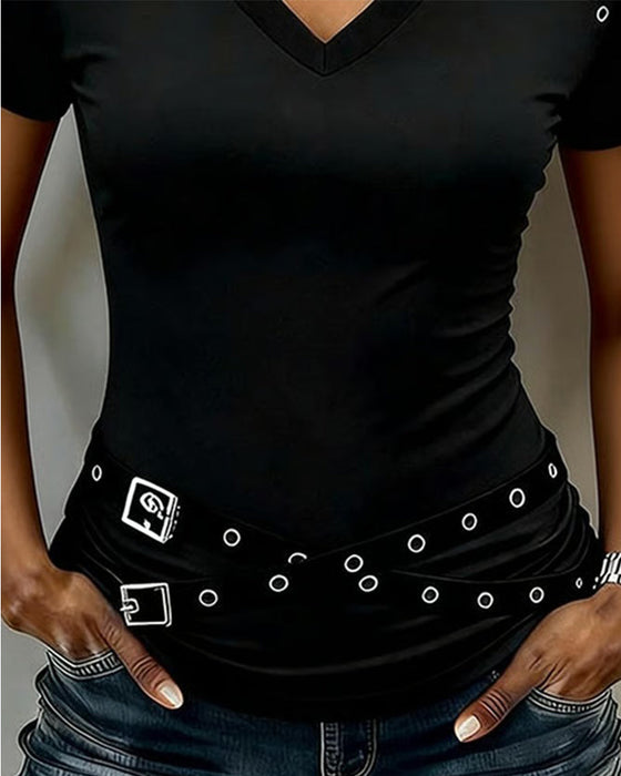 T-Shirt Kryds Strop Hul Ud Slim Pasform