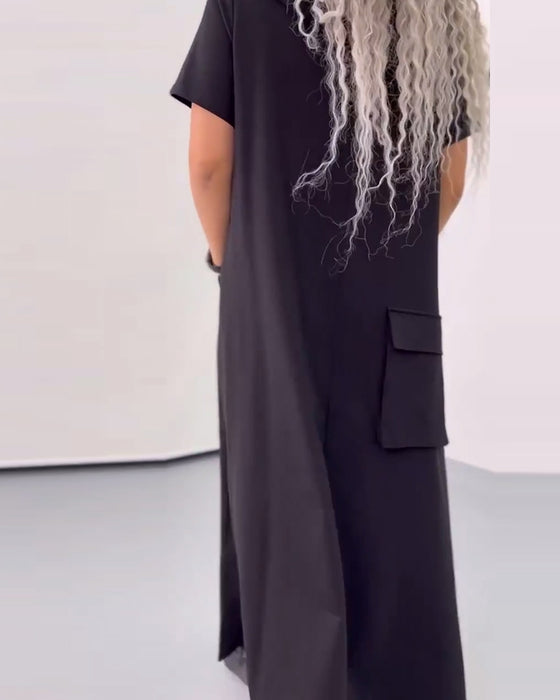 Kjole Ensfarvet Hættetrøje Casual