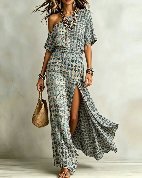 Kjole Off-Shoulder Polka Dot Slids