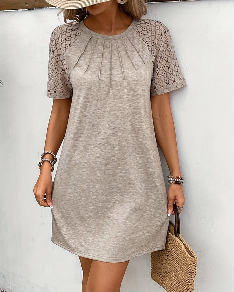 Kjole Casual Hul Ud Plisseret Lige