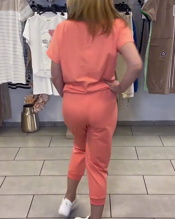 Sæt Afslappet Mønstret Korte Bukser