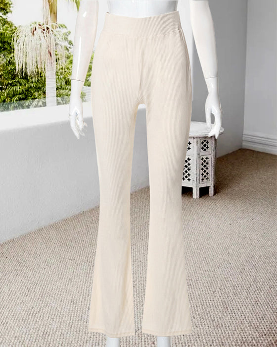 Ensfarvede højtaljede slim fit bukser med mikro-svaj