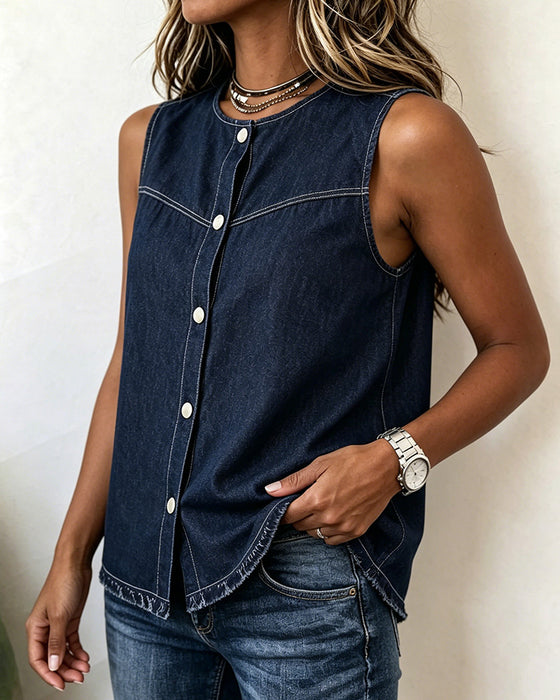 Tanktop Rund Hals Ærmeløs
