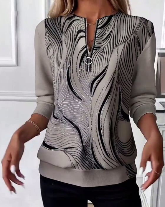 Sweatshirt med afslappet lynlåstryk