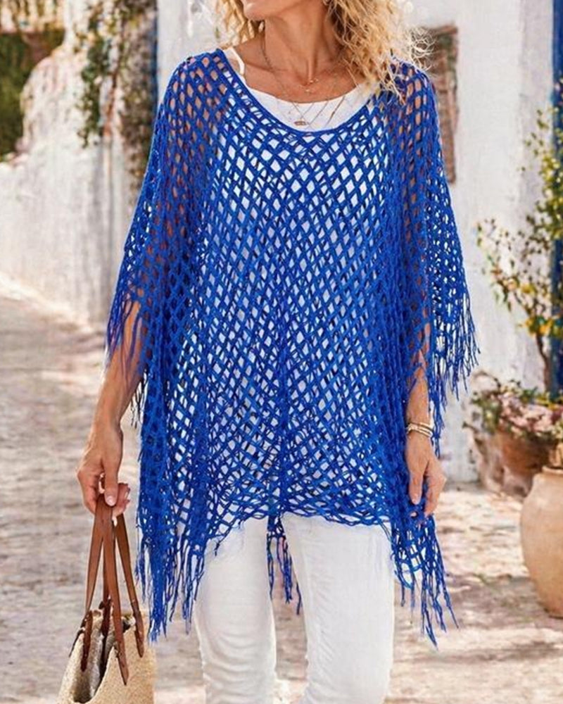 Pullover Frynser Mesh Udskæring