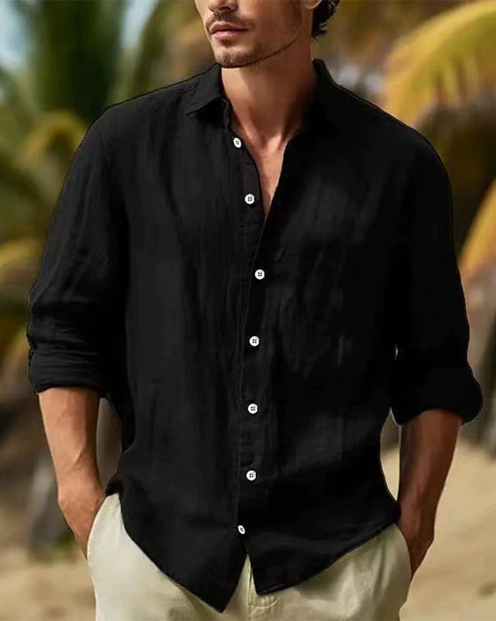 Herre Skjorte Button-Down Afslappet