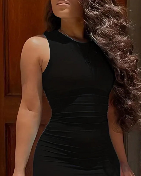 Kjole Ensfarvet Ærmeløs Mode Bodycon