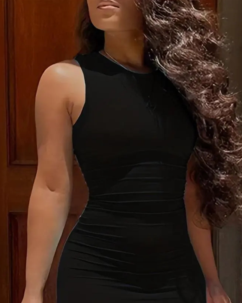 Kjole Ensfarvet Ærmeløs Mode Bodycon