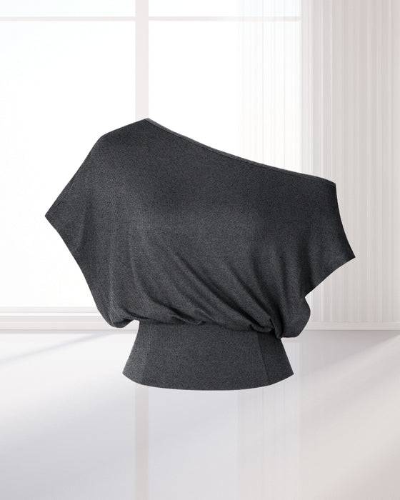 T-Shirt Asymmetrisk Kant Tætsiddende Flagermus