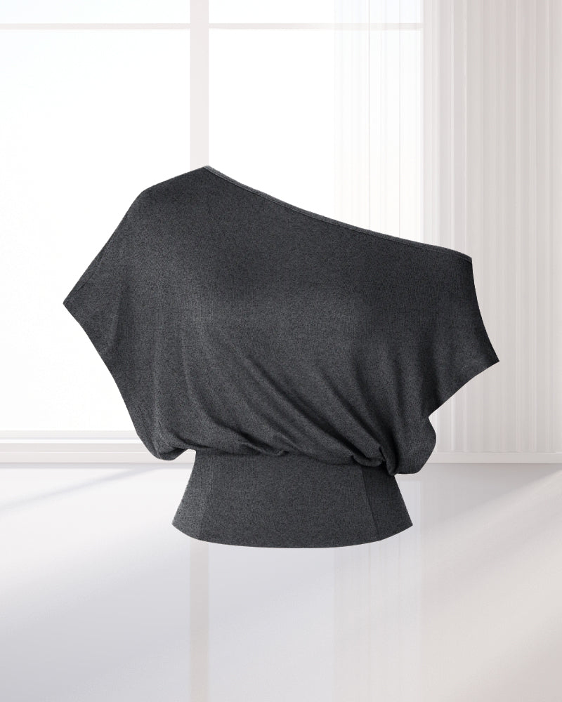 T-Shirt Asymmetrisk Kant Tætsiddende Flagermus