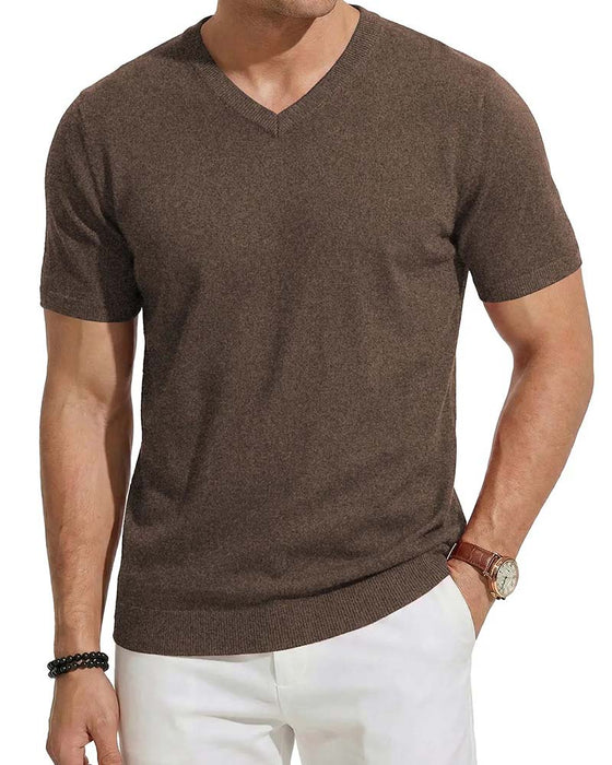 Pullover Mini V-Hals Casual Ensfarvet