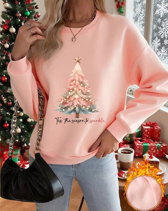 Sweatshirt Juletræ Tryk Rund Hals