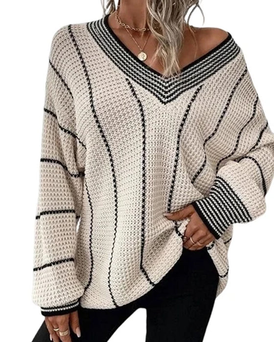 Pullover Trøje Afslappet Loose Fit Stribe