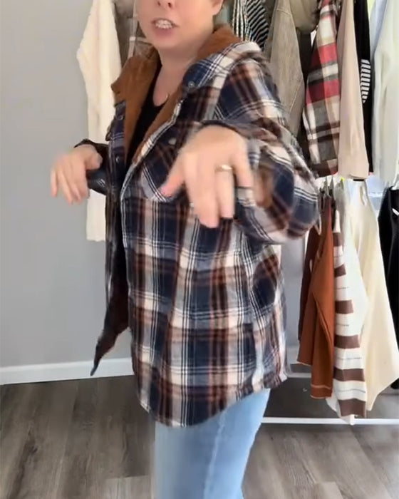 Gitteret Hættet Uldfrakke