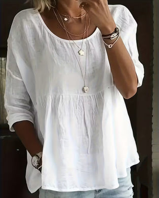 Top Rund-hals Løv-siddende Ensfarved