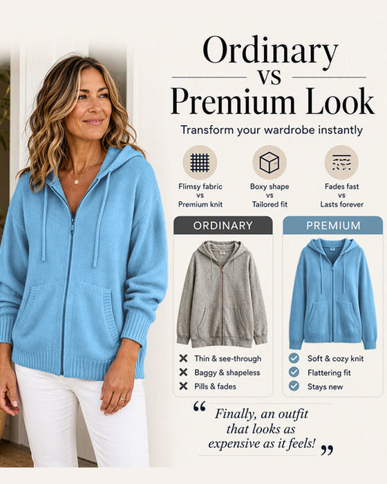 Cardigan Solid Hætte Lynlås