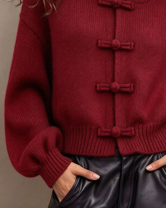 Cardigan Ensfarvet Med Hætte Sweater