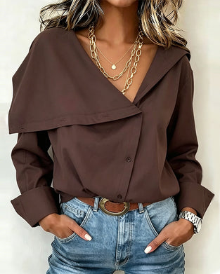 Bluse Dyb V Asymmetrisk Knap Slag