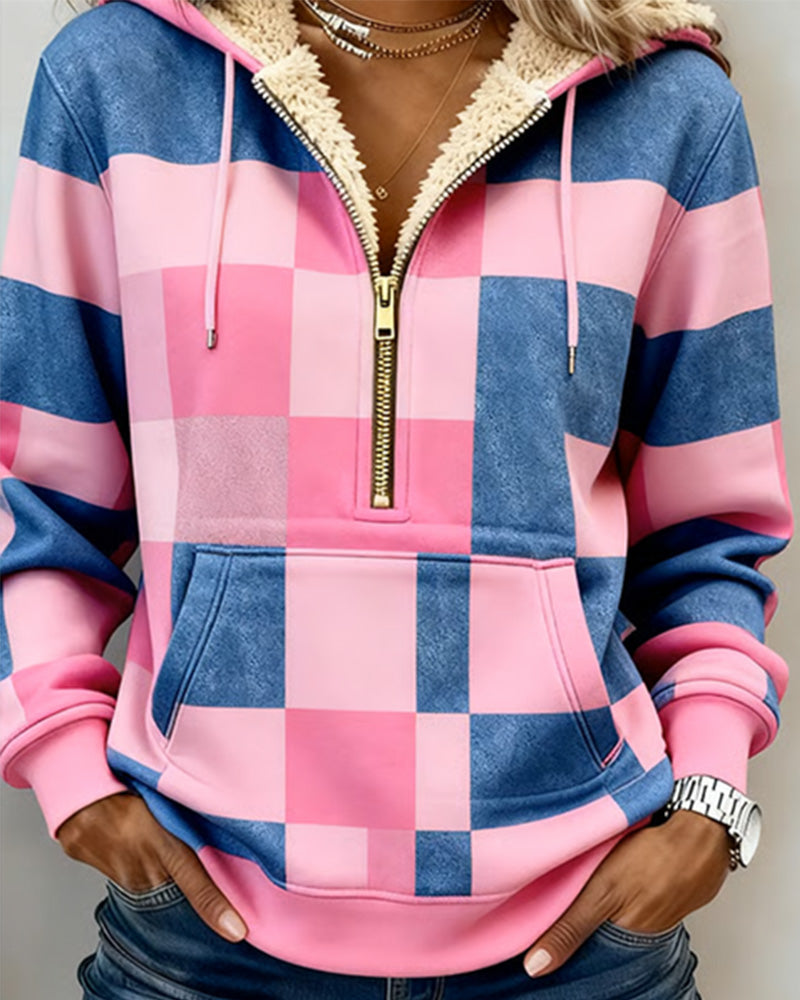 Hættetrøje Halvlynlås Fleeceforet