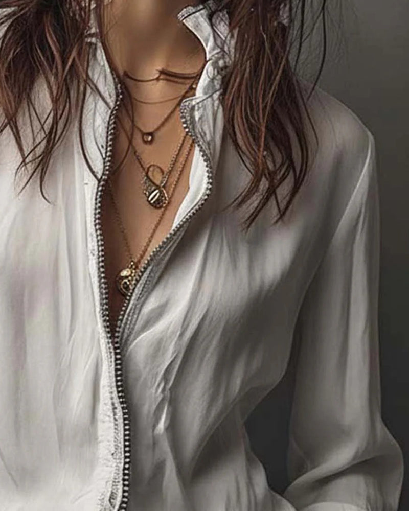 Bluse Stålskaftet Krave Klokkeærme