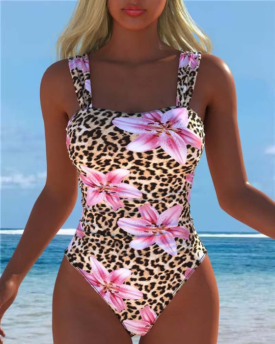 Ett-Delt Leopard Og Lilje Tryk
