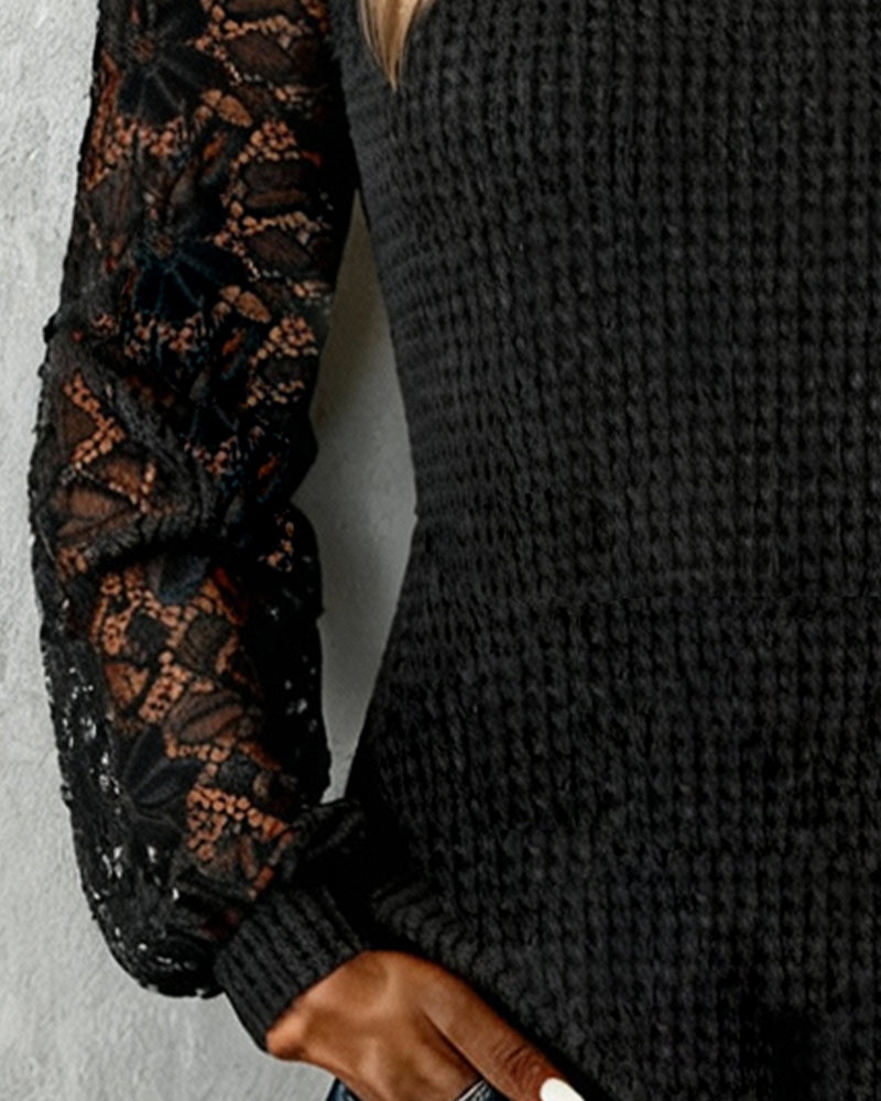 Top Knipling Sexig Patchwork Langærmede