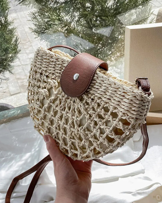 Taske Boho Halvcirkelformet Hul Strå