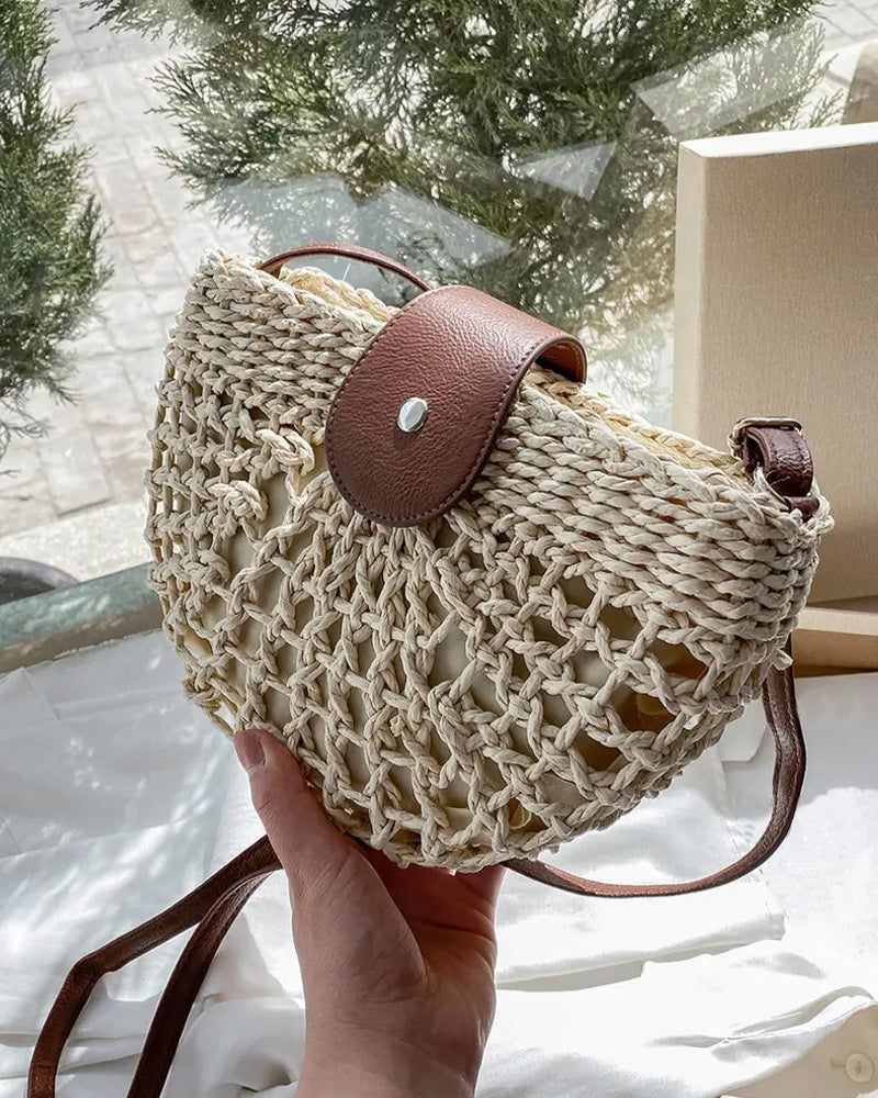Taske Boho Halvcirkelformet Hul Strå