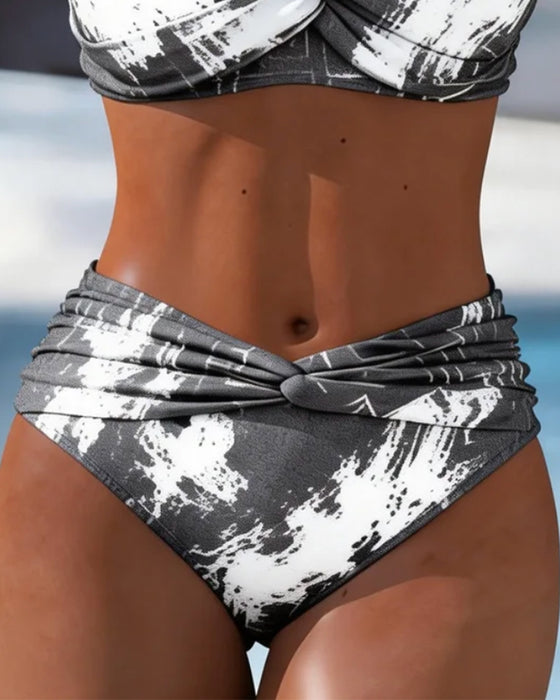 Bikini Halter Plisseret Metal Knap