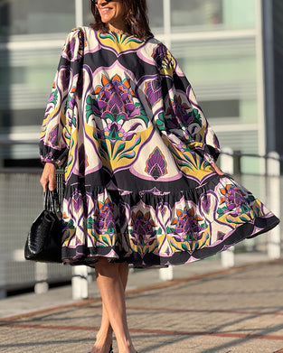 Kjole Boho-Stil Løs