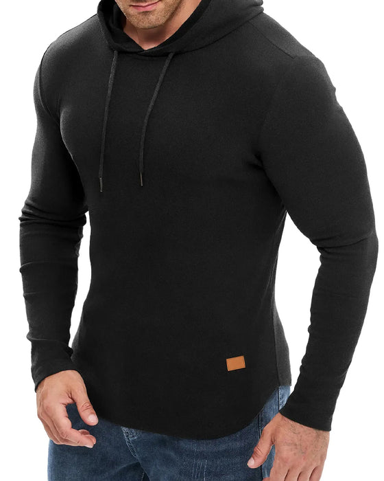 Herre Sweatshirt Ensfarvet Langærmet Hætte