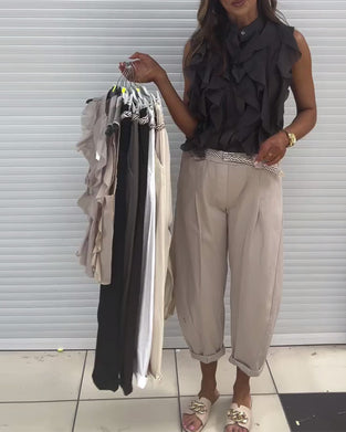 Tank Top Designer Ruffle Ærmløs