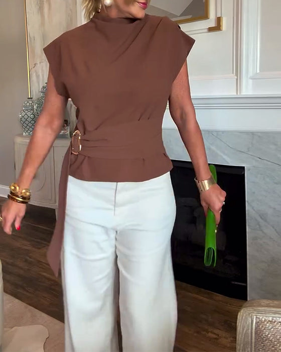 Taljeformende Ensfarvet Bluse