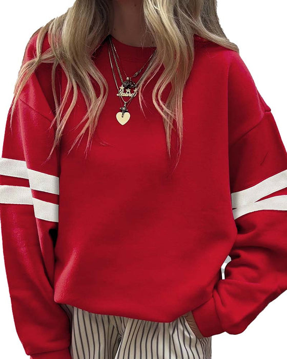 Farveblok Langærmet Rundhalset Sweatshirt