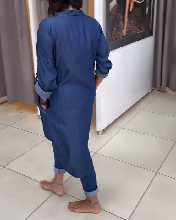 Lang skjortekjole med skrift